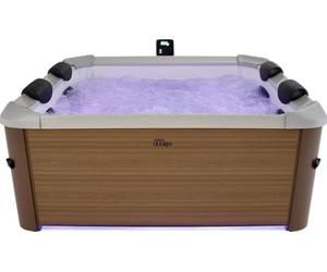 MSPA Whirlpool Oslo Amber - 160x160x65cm - Gonflable 6 Personnes avec 120 Jets de Massage, 8 Jets d'hydromassage, Chauffage PTC, lumière LED, désinfection à l'ozone & Couverture Thermique