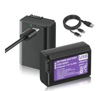 Mspalocell 2 pièces NP-FW50 Batterie Remplacement 2250mAh avec USB Type-C-Charge, Compatible avec Sony ZV-E10, Alpha a5100, a6000, a6300, a6400, a6500, a7, a7 II, a7R II, a7S II, RX10 caméra