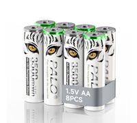 Mspalocell Batterie au Lithium AA 1,5 V 3 500 mWh, imprimé Tigre et avec Voyant de Charge, Piles AA à Charge Rapide 1 500 Cycles Rechargeables, Lot de 8 Piles avec boîtier de Batterie