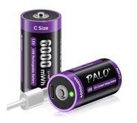 Mspalocell Pile LR14 Rechargeable USB-C 1.5V 6000Mwh Lithium C Battery R14 Type C à Charge Rapide 1,5V avec Câble de Charge, Faible Autodécharge, avec Voyant de Charge, 1500+ Cycles, 2 Pièces