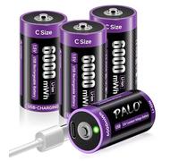 Mspalocell Pile Lr14 Rechargeable USB-C 1,5V 6000Mwh Pile C Lithium à Charge Rapide de Type C avec Câble de Charge, Faible Autodécharge, 1500+ Cycles, avec Lumière de Charge, 4 Piles