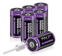 Mspalocell Piles C USB-C 1,5V 6000mWh Pile LR14 Rechargeable de Charge Rapide avec Type-C Câble, avec Un Voyant de Charge, 1500 Cycles, 6 pièces lr14 Pile