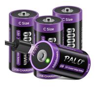 Mspalocell USB-C Pile Lr14 Rechargeable 1,5V 6000Mwh Pile C Lithium à Charge Rapide de Type C avec Câble de Charge, Faible Autodécharge, 1500+ Cycles, avec Lumière de Charge, 4 Piles C