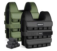 MSPORTS Gilet lesté de haute qualité, réglable de 5 kg à 30 kg | Gilet de course pour homme et femme | Gilet d'entraînement fitness (25 kg, noir)