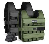 MSPORTS Gilet lesté de qualité supérieure, réglable de 5 kg à 30 kg, gilet de course pour homme et femme, gilet d'entraînement de fitness (5 kg, vert militaire)