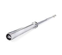 MSPORTS Olympia Professional Barre d'haltère longue argentée mat | Qualité supérieure - Roulement à billes - Alésage de 50 mm - Surface de préhension moletée | Haltère longue (haltère)