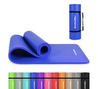 MSPORTS Tapis de gymnastique de qualité supérieure avec sangle de transport, poster d'exercices + application d'entraînement I Tapis de fitness doux pour la peau 190 x 60 x 1,0 cm - Bleu roi - Tapis