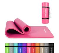 MSPORTS Tapis de gymnastique de qualité supérieure avec sangle de transport, poster d'exercices + application d'entraînement I Tapis de fitness doux pour la peau 190 x 80 x 1,5 cm - Rose pastel -
