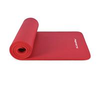 MSPORTS Tapis de gymnastique Studio - 183 x 61 x 1 cm - Rouge - Poster d'exercice et sangles de transport - Doux pour la peau - Sans phtalates - Très doux - Tapis de yoga