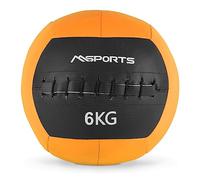 MSPORTS Wall-Ball Premium Balle lestée 2-10 kg (6 kg - Orange)