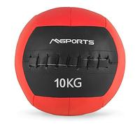 MSPORTS Wall-Ball Premium Balle médicale lestée de 2 à 10 kg (10 kg - Rouge)