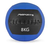 MSPORTS Wall-Ball Premium Balle médicale lestée de 2 à 10 kg (8 kg - Bleu)