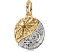 MSPOVOF Breloque médaillon soleil et lune en argent sterling S925 pour bracelets et colliers pour famille, anniversaire, femme