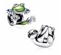 MSPOVOF Charme Paresseux de Grenouille 925 Sterling Silver 5a Zirconia Pendentif Bracelet Collier Compatibilité Femme Bijoux Cadeau