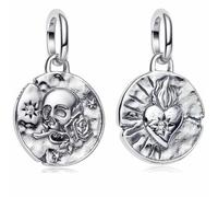 MSPOVOF Médaillon crâne et cœur Charm, S925 perle en argent sterling, pour bracelets et colliers, pour les femmes cadeau de bijoux