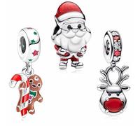 MSPOVOF N Charms Lot de 3 breloques de Noël en argent sterling S925 pour bracelets et colliers pour famille, anniversaire, femme