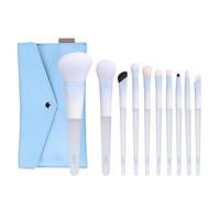 MSQ Lot de 10 pinceaux de maquillage professionnels avec poignée en cristal pour contour, blush, eyeliner et fard à paupières avec sac