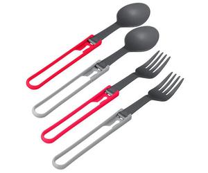 MSR - Folding Utensils 4-Pack - red / grey - Accessoires de cuisine - Cuillères et fourchettes