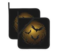 MSRHIUEF Bats in The Thorns Picture Lot de 2 tapis isolants carrés pour enlever les couvercles de cuisine, fours à micro-ondes, fours, avec corde de suspension latérale