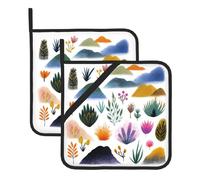 MSRHIUEF Colorful World Tree Picture Lot de 2 tapis isolants carrés pour enlever le couvercle de cuisine, fours à micro-ondes, fours, avec corde de suspension latérale