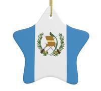 MSRHIUEF Drapeau du Guatemala Impression de Noël Étoile en céramique Décoration facile à accrocher, très approprié pour décorer les arbres de Noël