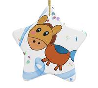 MSRHIUEF Écoute Mule Impression de Noël en céramique Pendentif en forme d'étoile Ornement facile à accrocher, très approprié pour décorer les arbres de Noël