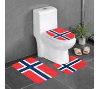 MSRHIUEF Lot de 3 tapis de sol antidérapants en forme de U avec motif drapeau norvégien, fermement fixé, absorbant et durable, épais et confortable