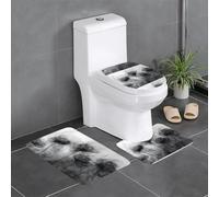 MSRHIUEF Lot de 3 tapis de sol antidérapants en forme de U pour toilettes - Encre noire - Tampons en forme de U - Tapis de sol de toilette fermement fixé, absorbant et durable, épais et confortable