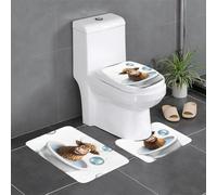 MSRHIUEF Lot de 3 tapis de sol antidérapants Motif vache des Highlands Baby prenant un tampon de bain Tapis de sol en forme de U fermement attaché, absorbant et durable, épais et confortable