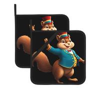 MSRHIUEF The Squirrel who directs The Circus Picture Lot de 2 tapis isolants carrés pour enlever les couvercles de cuisine, fours à micro-ondes, fours, avec corde de suspension latérale
