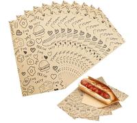 Mssushi 150 Sacs Papier Hot Dog 21x12cm, Doodle Brun | Sacs Imperméables à La Graisse, Pour Hot-Dogs, Saucisses, Stands De Carnaval, Papier Sulfurisé pour Sandwich Burger Frites