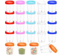 Mssushi 24 Pièces Pot Plastique Avec Couvercle 120ML Pot Sauce a Emporter, Petits Récipients Alimentaires Avec Graduation, Réutilisable Petit Conservation, Pour Sauces(Avec sticker)