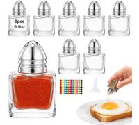Mssushi 8 Mini Salieres Verre 15ml, couvercle inox