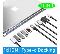 MST hub usb c station d'accueil 2x hdmi pour accessoires d'ordinateur portable MacBook pro Air Mac HP Dell XPS Lenovo Asus Thunderbolt Dock HD - Type 11 IN 1