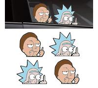 MsTeco 4 Pcs Réfléchissants Rick and Morty Stickers Voiture, Stickers pour Voiture, Autocollant amusant, Autocollants Voiture, Stickers Moto, Autocollants d'anime, for Cars, Notebooks Etc