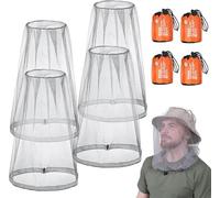 MsTeco 4 Pièces Moustiquaire de Tete Réutilisable Filet Anti Insecte Respirant Ajustable Moustiquaire Tete Convient aux Amateurs de Plein air Grimpeurs Pêcheurs Apiculteurs (Gris)