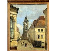 MSTECO Art Imprime Image Toile Decoration Murale Peinture Célèbre Le beffroi de Douai par Jean Baptiste Camille Corot Pour la Décoration du Salon 60x90cm