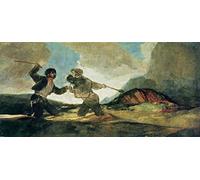MSTECO Peinture Célèbre Art Imprime Image Toile Decoration Murale Duel avec des massues de Francisco De Goya Pour la Décoration du Salon 60x90cm