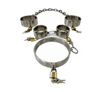 MSTMAZZ Collier en Acier Verrouillable avec Poignets de Cheville, Poignets de Cheville et Menottes - Ensemble de Bondage BDSM en Métal Lourd pour Jeux de Torture D'esclaves Fétichistes