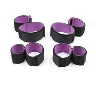 MSTMAZZ Ensemble de 4 Pièces de Retenue pour Poignet et Cheville, Menottes Velcro en éponge, Sangles de Bondage SM pour Couples, Jeu de Sexe érotique Extrême, Kit de Liaison Bras à Cuisse, Noir
