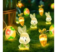 Mstnoixgc LED Guirlande Lumineuse de Pâques, 3M 30 LED Guirlande Lumineuse Paques à Piles, Guirlande Lumineuse Lapin Carottes Oeufs, Pour Fête Chambre In/Extérieur Pâques Décor