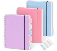 MSTONAL Lot de 3 carnets à spirales, format A6, lignés 10,9 x 14,5 cm, papier ligné 100 g/m² de 8 mm, 80 feuilles/160 pages, journal ligné pour l'école, le bureau, les croquis