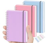 MSTONAL Lot de 3 petits cahiers à spirale avec pages doublées de 7 mm, 80 feuilles/160 pages de papier 100 g/m² épais pour rester organisé