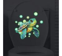 MSTZA 2 pièces 29 * 29CM Bulle Tortue Auto-adhésif Couvercle de Toilette Autocollants drôle Salle de Bain Mur Voiture Autocollants Lumineux Toilettes Autocollants