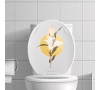 MSTZA 20 * 30 cm 5 pièces Fleur Jaune 3D Auto-adhésif Couvercle de Toilette Autocollants drôle PVC étanche siège de Toilette Autocollants pour Couvercle Stickers muraux