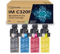 Msudoku IM C320F Lot de 4 cartouches de toner compatibles avec Ricoh IMC320F 842656 842657 842642 842643 pour imprimante Ricoh IM C320F MC320FW PC375 16000 pages BK/C/M/Y