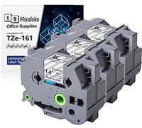 Msudoku Lot de 3 rubans d'étiquettes transparents laminés de 36 mm, noir sur transparent, 3,8 cm x 8 m, compatible avec étiqueteuse Brother P Touch TZe-161 TZe161