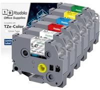 Msudoku Ruban D'étiquettes Compatible Brother TZe-131 TZe-231 TZe-431 TZe-531 TZe-631 TZe-731 pour Brother P Touch PT-H100 PT-D400 PT-1000 PT-1010 PT-H110 PT-D210, 12mm 0.47", Pack de 6