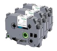 Msudoku Tz 251 Tze 251 Lot de 3 rubans d'étiquettes laminés blancs de 24 mm compatibles avec Brother P Touch TZe251 TZe-251 pour PT-D600 PT-P710BT PT-P700, noir sur blanc, 2,5 cm x 8 m