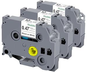 Msudoku Tze Tz Tape 12mm 0.47 Laminé Blanc Compatible pour Brother P Touch Label Maker TZe-231 TZe231 Bande D'étiquettes pour PT D200 D210 D220 D400 Cube, Noir sur Blanc, 1/2 Inch x 26.2 Feet, 3-Pack